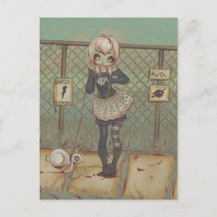 Zombie goth Girl Söt vycard odöda jackalope Vykort