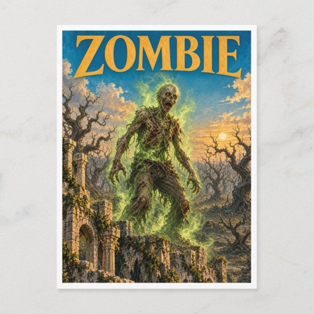 Zombie, gotisk fantasimonster vykort (Framsida)