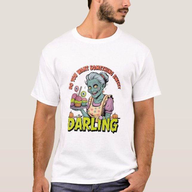 Zombie Grandma - Sweet Halloween Darling T Shirt (Framsida)