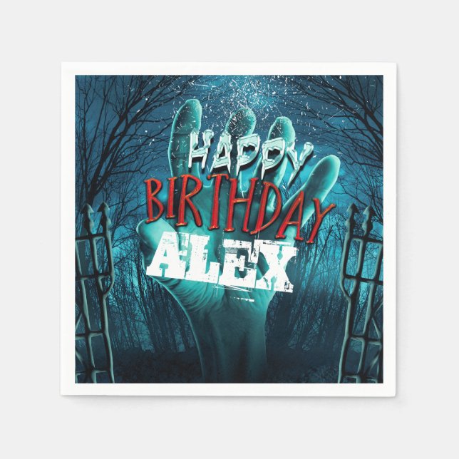 Zombie Grattis på födelsedagen fest Pappersservett (Framsidan)