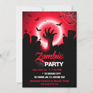 Zombie Graveyard Red Halloween Inbjudningar