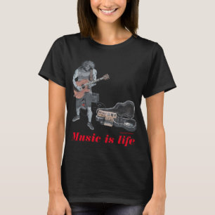 Zombie Guitar Acoustic Musician Fantasy Art Shirts T Shirt