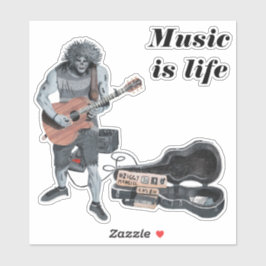 Zombie Guitar Music Musician Fantasy Art Sticker Klistermärken