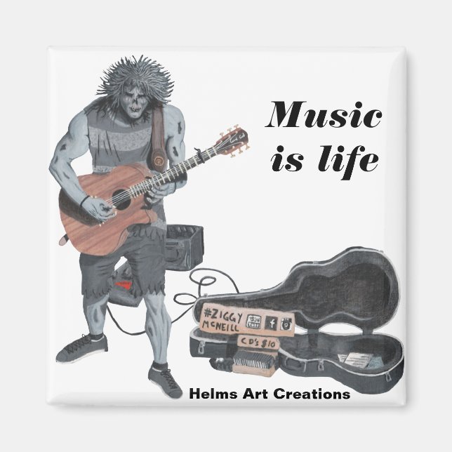 Zombie Guitar Musician Life Magnet (Framsidan)