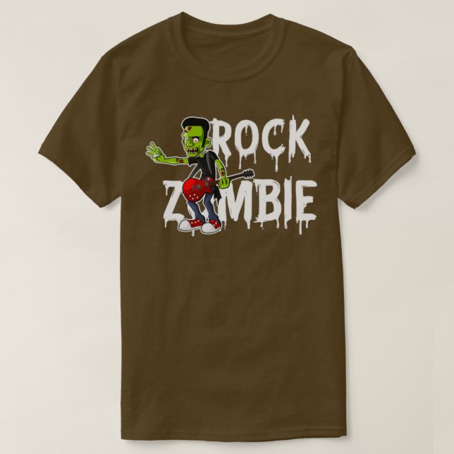 Zombie Guitar Odöda Halloween Music  T Shirt (Design framsida)