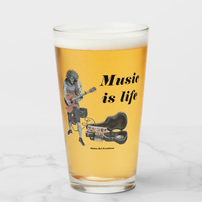 Zombie Guitar Sten Musician Fantasy Art Glass Kopp (Framsida fylld)