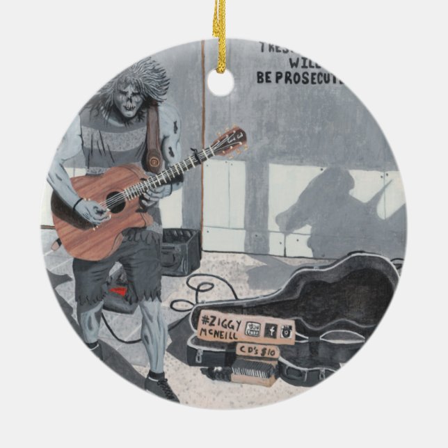 Zombie Guitar Sten Musician Fantasy Art Ornament (Baksidan)