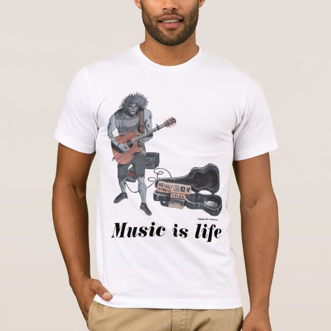 Zombie Guitar Sten Musician Fantasy Art Shirts T Shirt (Framsida)