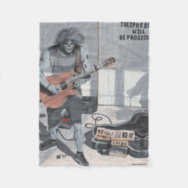 Zombie Guitar Street Musician Fantasy Art Blanket Fleecefilt