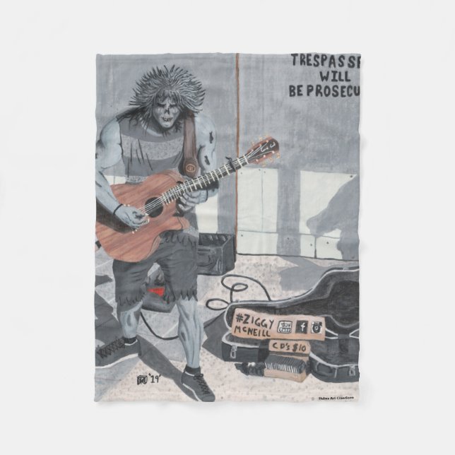 Zombie Guitar Street Musician Fantasy Art Blanket Fleecefilt (Framsidan)