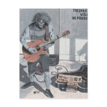 Zombie Guitar Street Musician Fantasy Art Postcard