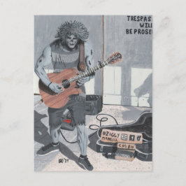 Zombie Guitar Street Musician Fantasy Art Postcard Vykort