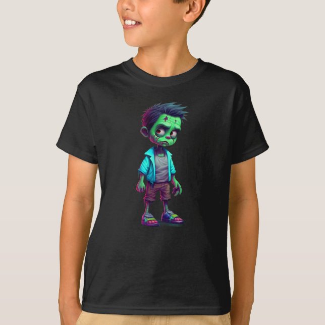 Zombie Halloween Boys Kids Funny T Shirt (Framsida)