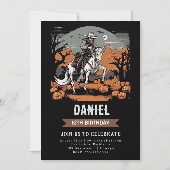 Zombie Halloween Cowboy Birthday-inbjudan Inbjudningar (Framsida)