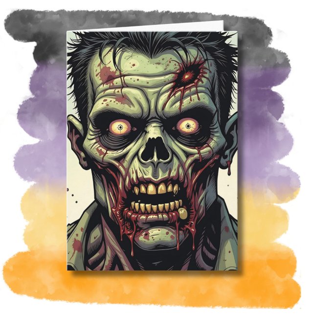 Zombie Halloween | Färgsida insida Kort (Skapare uppladdad)