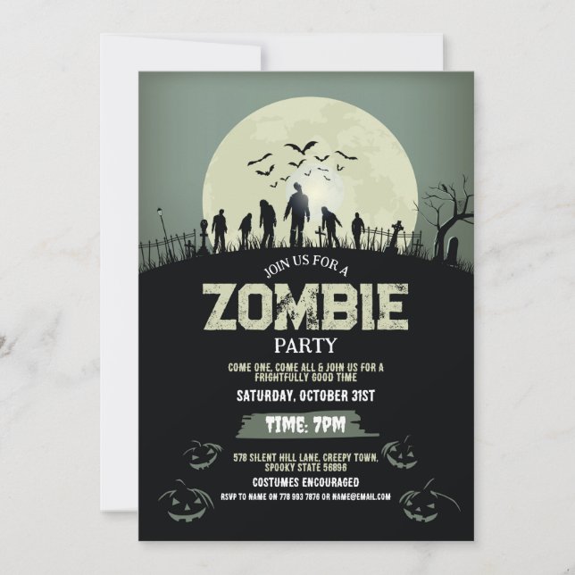 Zombie Halloween fest Costume Horror Inbjudningar (Framsida)
