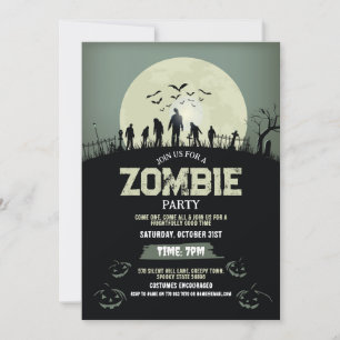 Zombie Halloween fest Costume Horror Inbjudningar