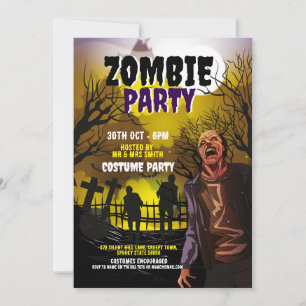 Zombie Halloween fest Costume Horror Inbjudningar