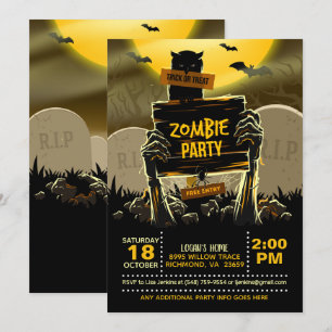 Zombie Halloween-fest-inbjudan Inbjudningar