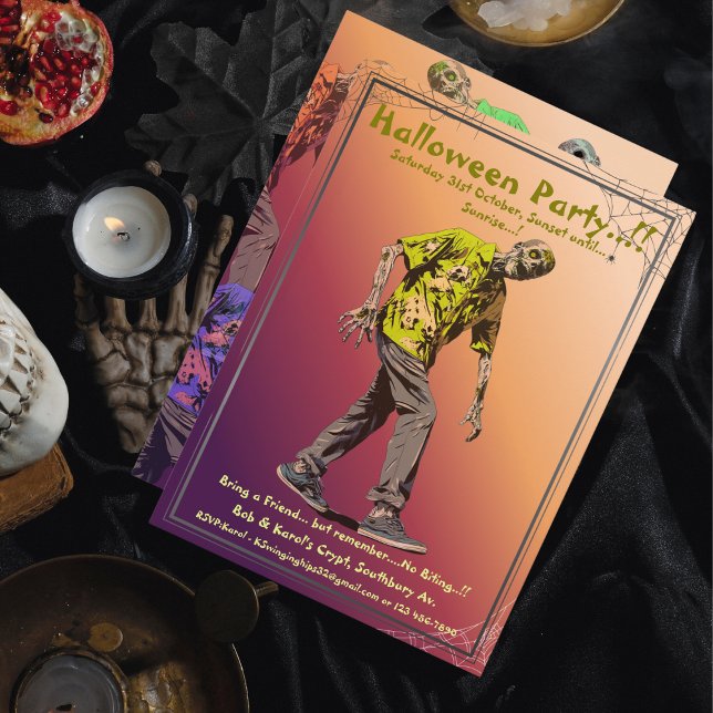 Zombie Halloween fest Inbjudningar (Zombie Halloween Party Invitation)