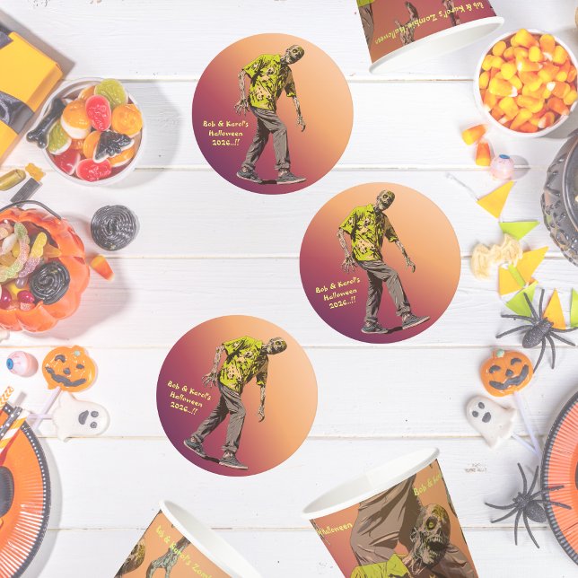 Zombie Halloween fest Underlägg Papper Rund (Zombie Halloween Party Round Paper Coaster)