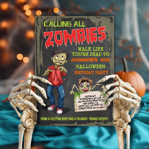 Zombie Halloween Födelsedagsfest inbjudan