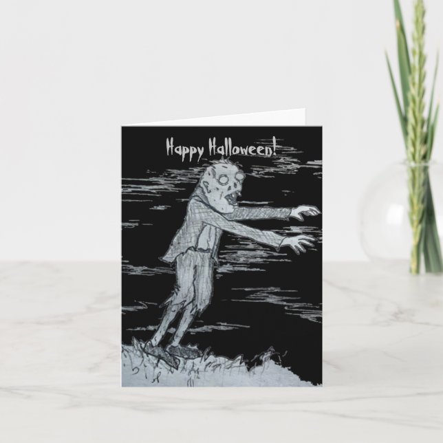 Zombie Halloween Helgkort (Framsida)