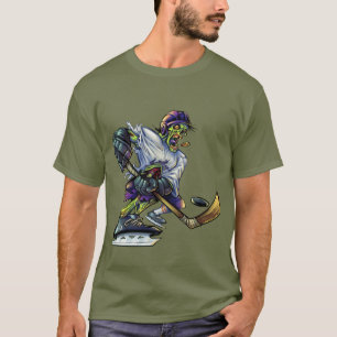 Zombie Halloween Hockeyspelare Rolig Herr T Shirt
