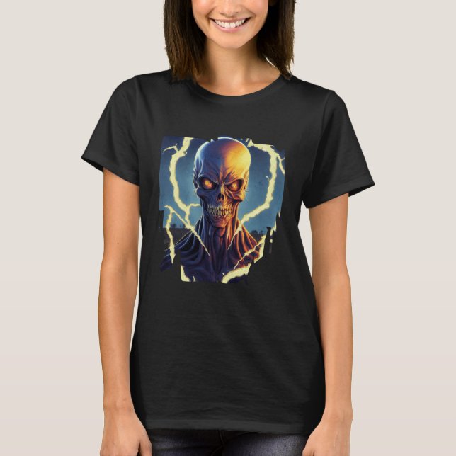 Zombie Halloween Undead Devil Death Blood T Shirt (Framsida)