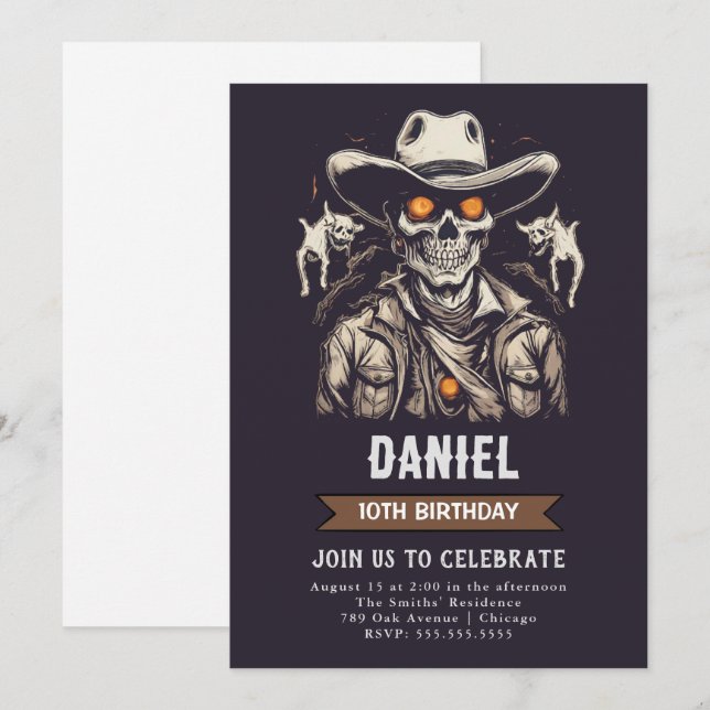 Zombie Halloween Western Birthday-inbjudan Inbjudningar (Fram/baksida)