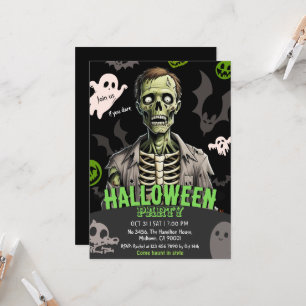 Zombie Halloweenfest Ghost Batben Skelett Spöklik Inbjudningar