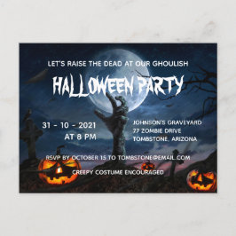 Zombie Hand Full Moon Creepy Halloween fest Invit Inbjudan Vykort