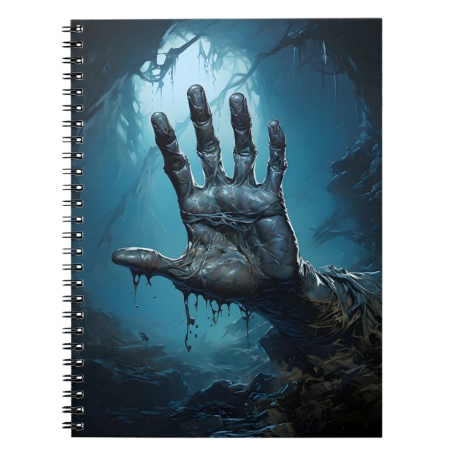 Zombie Hand kommer ut ur grav Scary Halloween Anteckningsbok (Framsidan)