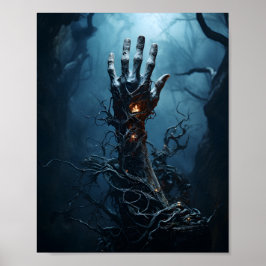 Zombie Hand kommer ut ur grav Scary Halloween Poster