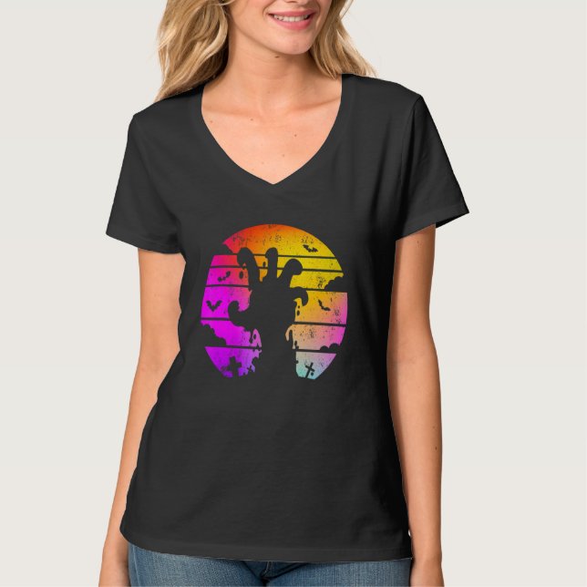 Zombie Hand Scary Colorful Halloween T Shirt (Framsida)