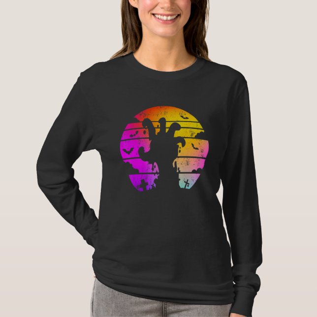 Zombie Hand Scary Colorful Halloween T Shirt (Framsida)