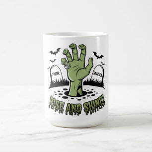 Zombie Hand Stigning Halloween Design Design Rolig Kaffemugg