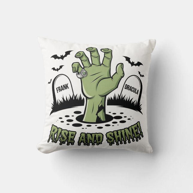 Zombie Hand Stigning Halloween Design Design Rolig Kudde (Framsida)