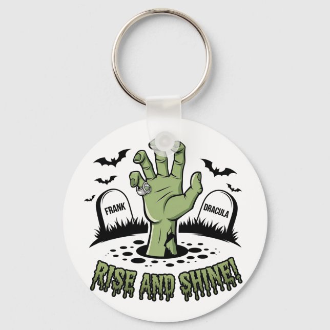 Zombie Hand Stigning Halloween Design Design Rolig Nyckelring (Framsida)