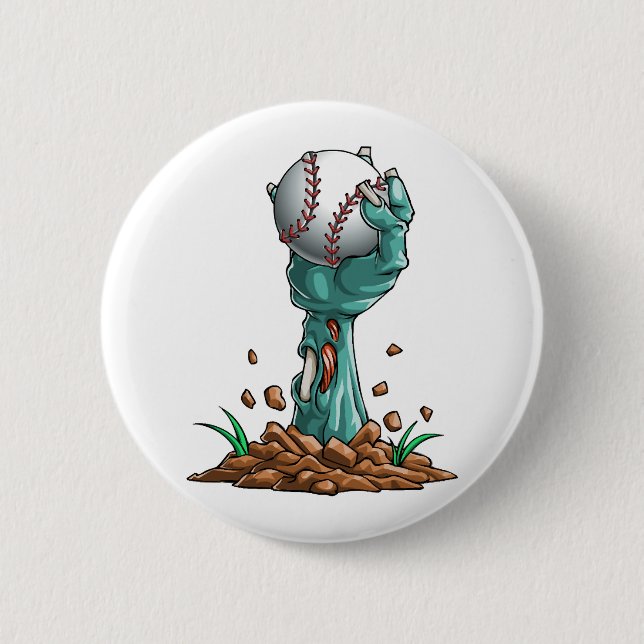 Zombie Händer Baseball Funny Halloween Horror Scar Knapp (Framsida)