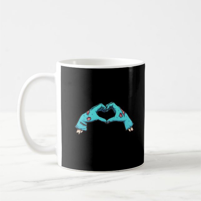 Zombie Händer Heart Halloween Spooky Kaffemugg (Vänster)
