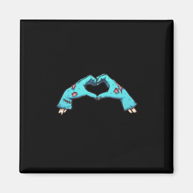 Zombie Händer Heart Halloween Spooky Magnet (Framsidan)