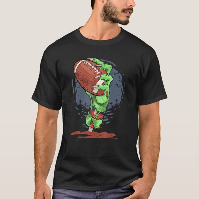 Zombie Hands football Ball  Halloween Horror Scary T Shirt (Framsida)