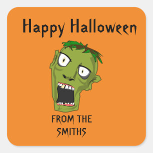 ZOMBIE HAPPY HALLOWEEN SQUARE STICKER FYRKANTIGT KLISTERMÄRKE