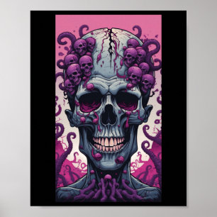 Zombie har hjärnan som täcker huvudet poster