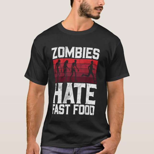 Zombie hatar snabbmat zombie t shirt (Framsida)