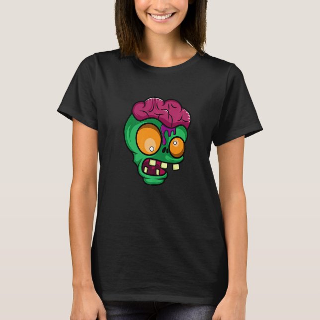 Zombie Head besatt med Zombies T Shirt (Framsida)