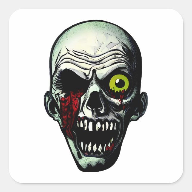 Zombie Head Fyrkantigt Klistermärke (Framsida)
