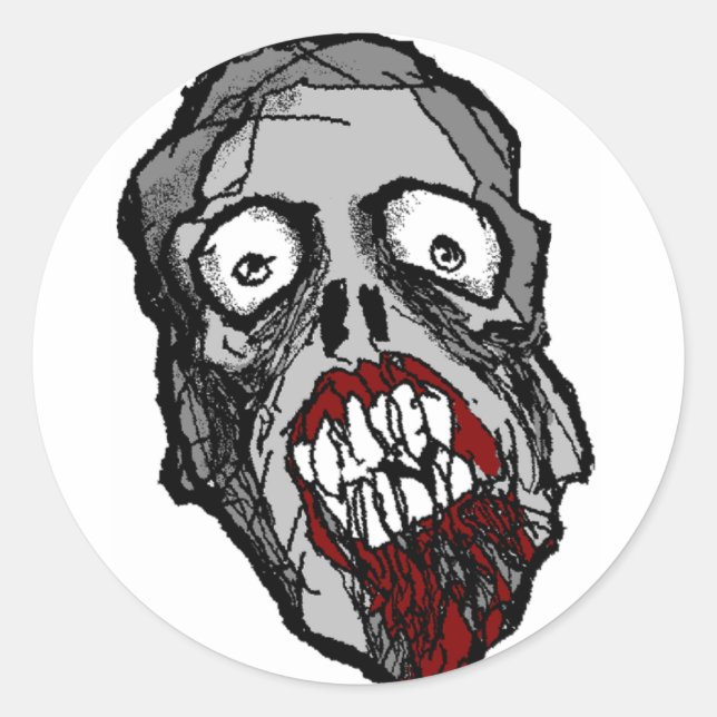 Zombie Head Sticker Runt Klistermärke (Framsida)