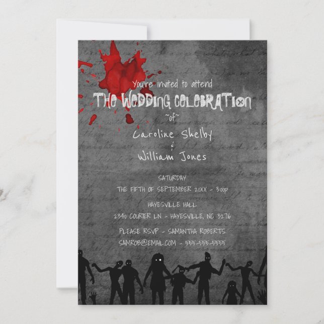Zombie Horde Gothic Mörk Bröllopsinbjudan Inbjudningar (Framsida)